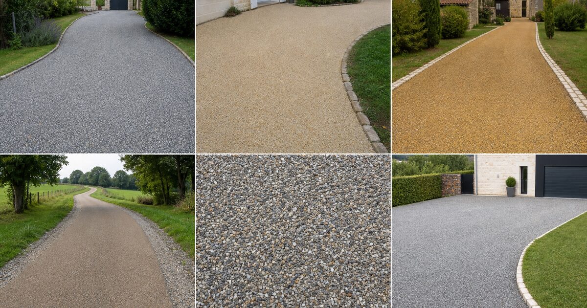 Exemples de rendus de revetements bicouche pour allées et cours